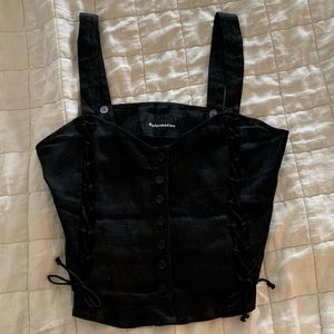 Reformation Black Linen Corset